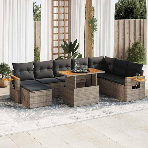 vidaXL 7-delige Loungeset met kussens poly rattan acacia, Tuin en Terras, Tuinsets en Loungesets, Loungeset, Nieuw, Verzenden