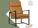Leren fauteuil Square - Granada Sahara (cognac), Nieuw, Ophalen of Verzenden, 50 tot 75 cm, Industrieel, Modern
