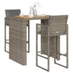 vidaXL 3-delige Tuinbarset met kussens poly rattan acacia, Verzenden, Nieuw, Rotan, 2 zitplaatsen