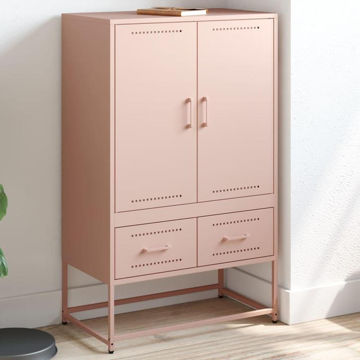 vidaXL buffetkast 68x39x111,5 cm staal roze, Huis en Inrichting, Kasten | Buffetkasten, 25 tot 50 cm, Nieuw, Metaal, 100 tot 150 cm