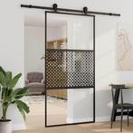 vidaXL Schuifdeur Zwart 102.5 x 205 cm Verstevigd glas,, Doe-het-zelf en Verbouw, Deuren en Horren, Verzenden, Nieuw