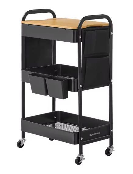 Metalen Opbergtrolley met 3 Lagen, Deksel & Organizers, Huis en Inrichting, Keuken | Keukenelementen, Nieuw, Verzenden