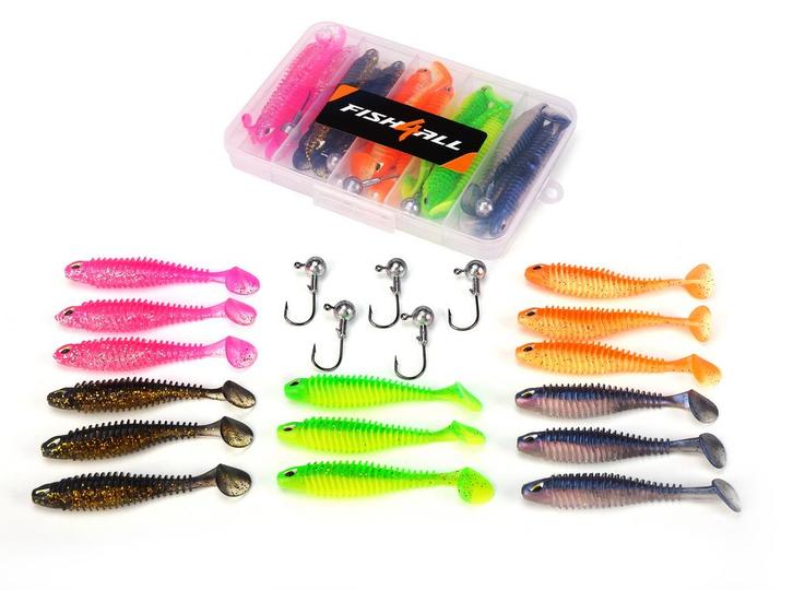 Fish4all Ribbed Softbait & Jighead Box (20pcs), Watersport en Boten, Hengelsport | Algemeen, Overige typen, Nieuw, Verzenden