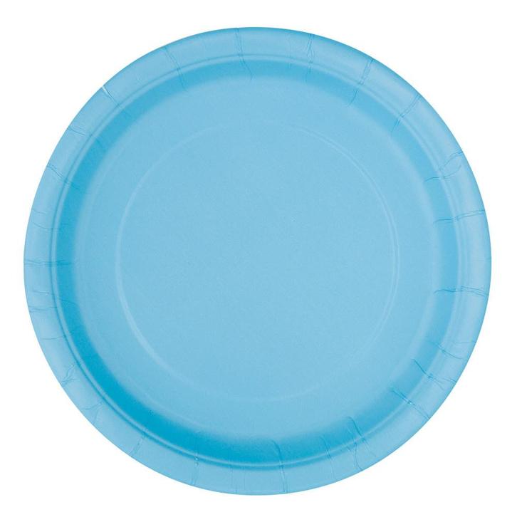 Lichtblauwe Borden Rond 17,5cm 8st, Hobby en Vrije tijd, Feestartikelen, Nieuw, Verzenden