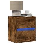 vidaXL Nachtkastje met LEDs wandgemonteerd gerookt, Verzenden, Nieuw, Hout