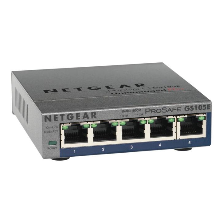 Netgear ProSafe GS105E 5-poorts Gigabit Smart Switch, Computers en Software, Netwerk switches, Refurbished, Ophalen of Verzenden