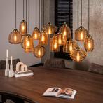 *WOONWINKEL* Grote Eettafel Hanglamp Amber Glas, Huis en Inrichting, Lampen | Hanglampen, Verzenden, Nieuw