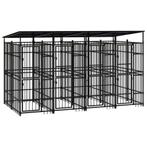 vidaXL Hondenkennel met dak 7,37 m² staal, Dieren en Toebehoren, Verzenden, Nieuw