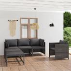 vidaXL 6-delige Loungeset met kussens poly rattan grijs, Verzenden, Nieuw, Rotan, Loungeset