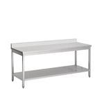 RVS werktafel 1500x700x900 mm met bodemschap + rand