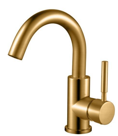 Wastafelkraan Creavit Mila Geborsteld messing / Goud met dra, Doe-het-zelf en Verbouw, Sanitair, Nieuw, Ophalen of Verzenden