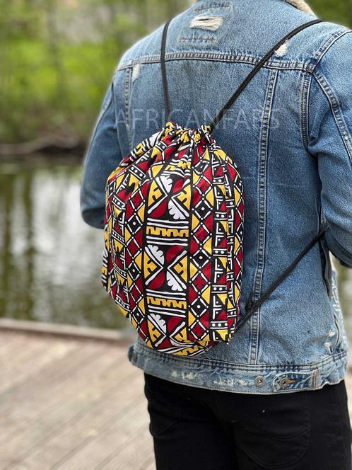 Afrikaanse print rugzak / Gymtas / Schooltas met rijgkoord -, Sieraden, Tassen en Uiterlijk, Tassen | Schooltassen, Nieuw, Ophalen of Verzenden
