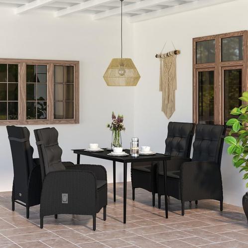 vidaXL 5-delige Tuinset met kussens zwart, Tuin en Terras, Tuinsets en Loungesets, Tuinset, Nieuw, 4 zitplaatsen, Rotan, Verzenden