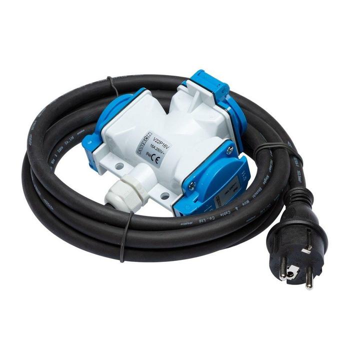 Verlengkabel 2mtr 3G 2.5mm2 met verdeeldoos, Doe-het-zelf en Verbouw, Elektra en Kabels, Nieuw, Verzenden