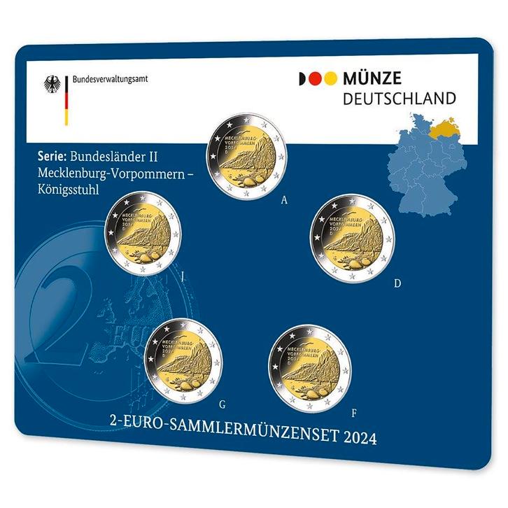 Duitsland 2 Euro Set Mecklenburg-Vorpommern 2024 BU, Postzegels en Munten, Munten | Europa | Euromunten, Verzenden