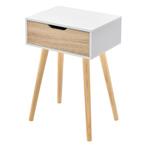 Bijzettafel nachtkastje met lade 60x40x29,5 cm wit eikenkleu, Huis en Inrichting, Tafels | Bijzettafels, Verzenden, Nieuw
