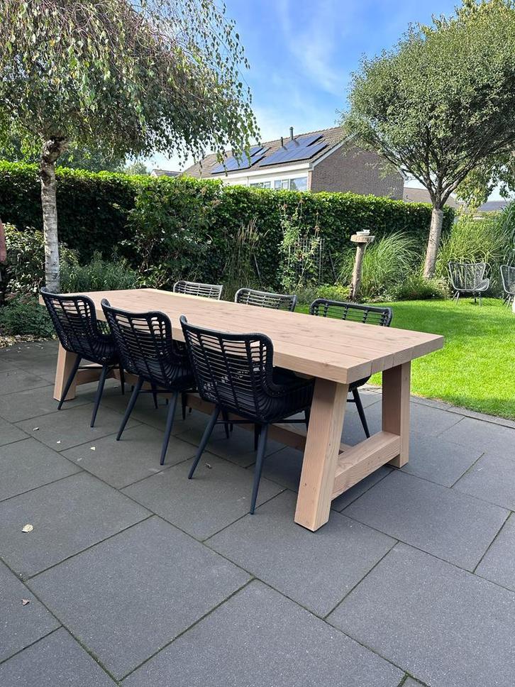 Op voorraad €595, grote robuuste douglas tuintafel 295x97x76, Tuin en Terras, Tuintafels, Rechthoekig, Nieuw, Hout
