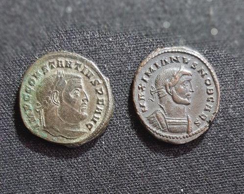 Romeinse Rijk Lot of 2 coins: Constantius I , AD 305 &, Postzegels en Munten, Munten | Europa | Niet-Euromunten