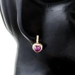 Oorbellen - 14 karaat Geel goud Robijn - Diamant, Sieraden, Tassen en Uiterlijk, Oorbellen, Nieuw