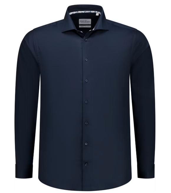 2dekans | Boston Brothers Wide Spread Overhemd – Navy Twill, Kleding | Heren, Overhemden, Zo goed als nieuw, Ophalen of Verzenden