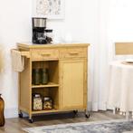 TRUUSK Keukenwagen met Lade en Kast - Bamboe - Handdoekhoude, Verzenden, Nieuw