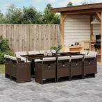 vidaXL 13-delige Tuinset met kussens poly rattan bruin, 2 zitplaatsen, Nieuw, Tuinset, Verzenden