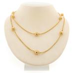 Gouden lange ketting met bolletjes | 90 cm (schakel ketting), Ophalen of Verzenden, Gebruikt, Overige kleuren, Goud