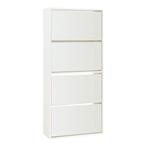 Schoenenkast Lund met 4 kleppen spiegeldeuren wit 134x60x24, Verzenden, Nieuw