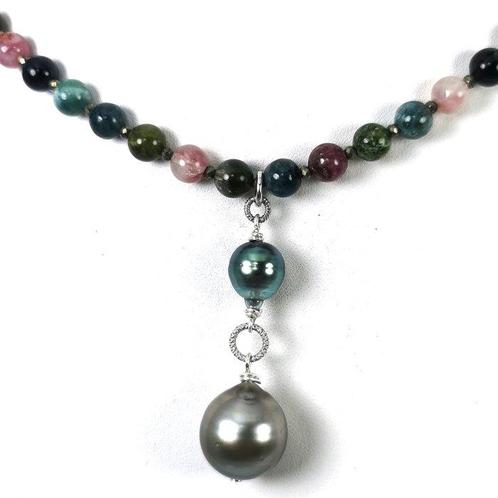 Halsketting Zilver Parel - Gemengde edelstenen - Tahiti, Sieraden, Tassen en Uiterlijk, Kettingen