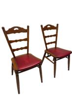 Stoel (2) - Circa 1900 Victoriaanse Fauteuil Set met Lederen, Antiek en Kunst