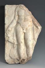 Oud-Romeins Marmer Erotisch reliëf met een naakte