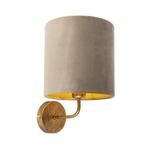Vintage wandlamp goud met taupe velours kap - Matt, Huis en Inrichting, Lampen | Wandlampen, Nieuw, Overige stijlen