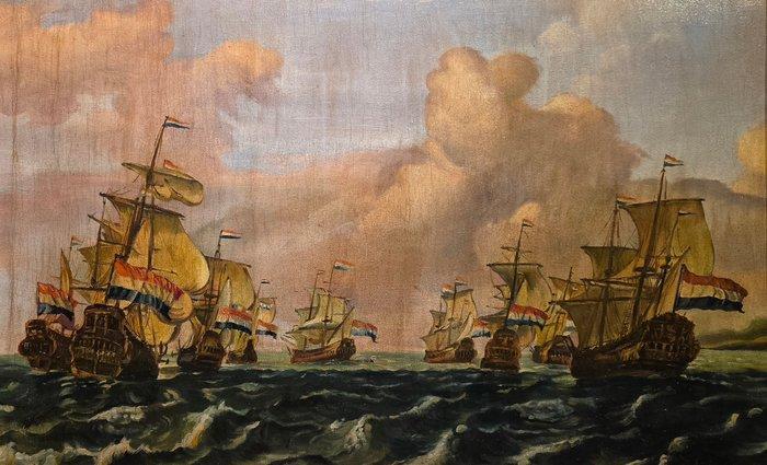 Nederlandse school (XX) - Battaglia navale, Antiek en Kunst, Kunst | Schilderijen | Klassiek