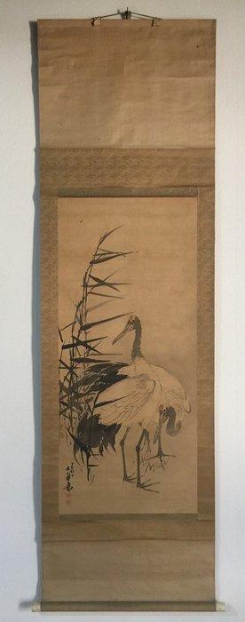 Crane / Japanese Vintage Hanging Scroll KAKEJIKU / Silk /, Antiek en Kunst, Antiek | Overige Antiek