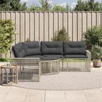 vidaXL Tuinbank met kussens en voetensteun L-vormig rattan, Verzenden, Nieuw, Rotan