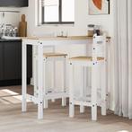 vidaXL Barstoelen 2 st massief grenenhout wit, Huis en Inrichting, Nieuw, Verzenden