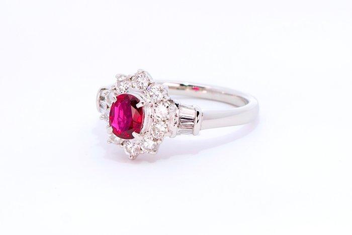 Ring Platina - 1.11ct. tw. Robijn - Diamant, Sieraden, Tassen en Uiterlijk, Ringen