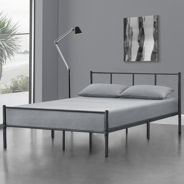 Metalen bedframe Hercules incl. bedbodem 120x200 cm donkergr, Huis en Inrichting, Slaapkamer | Bedden, Verzenden