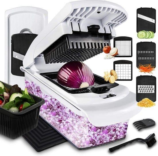 Lekro Groentesnijder met Glazen Ovenschaal - Mandoline, Huis en Inrichting, Keuken | Keukenbenodigdheden, Zo goed als nieuw, Ophalen of Verzenden