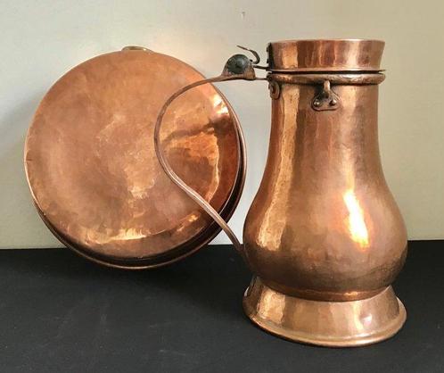 Ovenschaal - en waterketel in rood koper met vertinde, Antiek en Kunst, Antiek | Keukenbenodigdheden