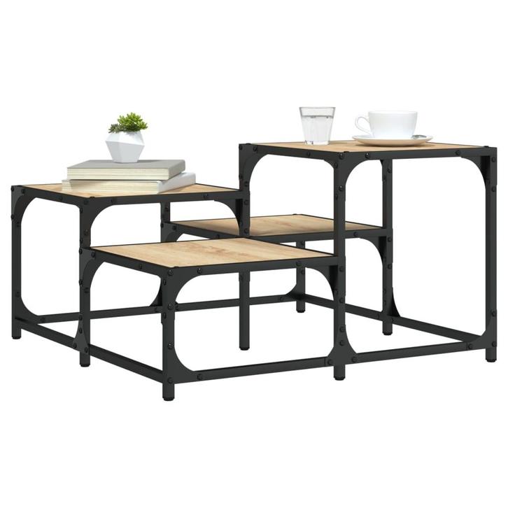 vidaXL Salontafel 68x68x40 cm bewerkt hout sonoma, Huis en Inrichting, Tafels | Salontafels, 50 tot 100 cm, Vierkant, Nieuw, Overige houtsoorten