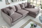 Grote hoekbank HEAVEN 255cm taupe fluweel incl. kussens, Huis en Inrichting, Banken | Complete zithoeken, Ophalen of Verzenden