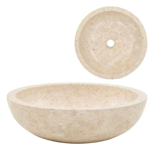 Marmer Gootsteen 40cm Creme | Retourdeal | 47% Korting!, Doe-het-zelf en Verbouw, Sanitair, Nieuw, Steen, Wastafel, Ophalen of Verzenden