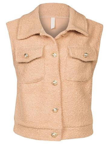 Gilet Bouclé Beige, kort damesvest beschikbaar voor biedingen