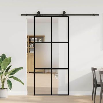vidaXL Schuifdeur met beslagset 90x205 cm gehard glas zwart beschikbaar voor biedingen