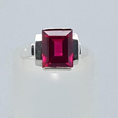 Zilver, Art Deco, Robijn(Getest) - Ring, Antiek en Kunst, Kunst | Designobjecten