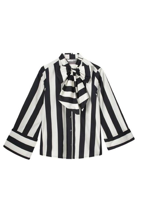 -50% Summum  Summum 2s3141-12090 blouse bow stripe printed, Kleding | Dames, Blouses en Tunieken, Zwart, Nieuw, Verzenden
