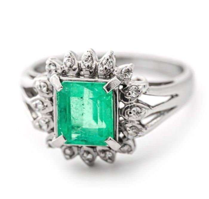 Ring Platina - 1.61ct. tw. Smaragd - Diamant, Sieraden, Tassen en Uiterlijk, Ringen
