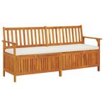vidaXL Opbergbankje met kussen 170 cm massief acaciahout, Verzenden, Nieuw, Hout