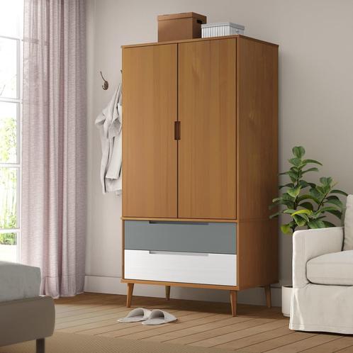 vidaXL Kledingkast MOLDE 90x55x175 cm massief grenenhout, Huis en Inrichting, Kasten | Kledingkasten, Nieuw, Verzenden